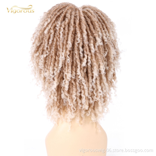 Afro Glueless Wholesale Vendors Freetress Twist Bob Cut Cheap African Short Blonde Synthetic Hair Braid Wigs For Women